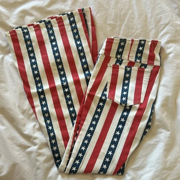 Free People Limited Edition Stars & Stripes Penny Pull on Flare Jean Pant - Picture 3 of 9
